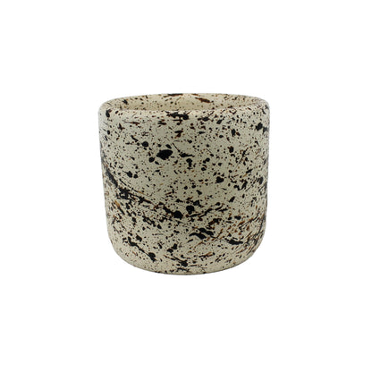 Brown and Cream Splattered Pattern Cylinder Concrete Pot