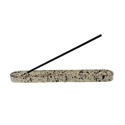 Brown and Cream Splattered Pattern Long Oblong Concrete Incense Holder