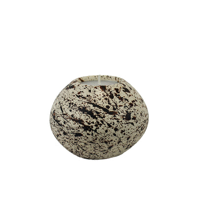 Brown and Cream Splattered Pattern Sphere Shaped Concrete Tealight Holder