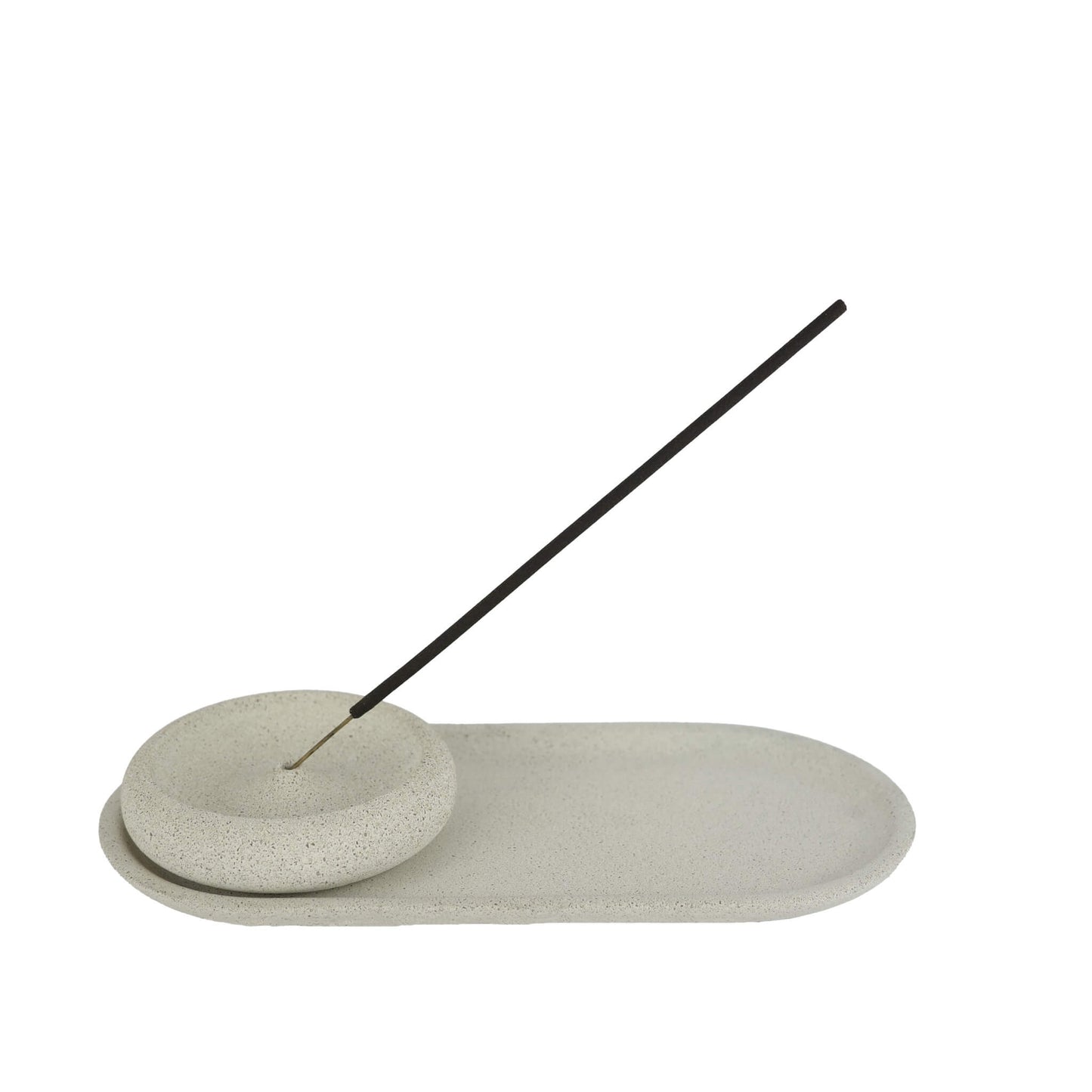 Beige concrete tray with matching incense holder