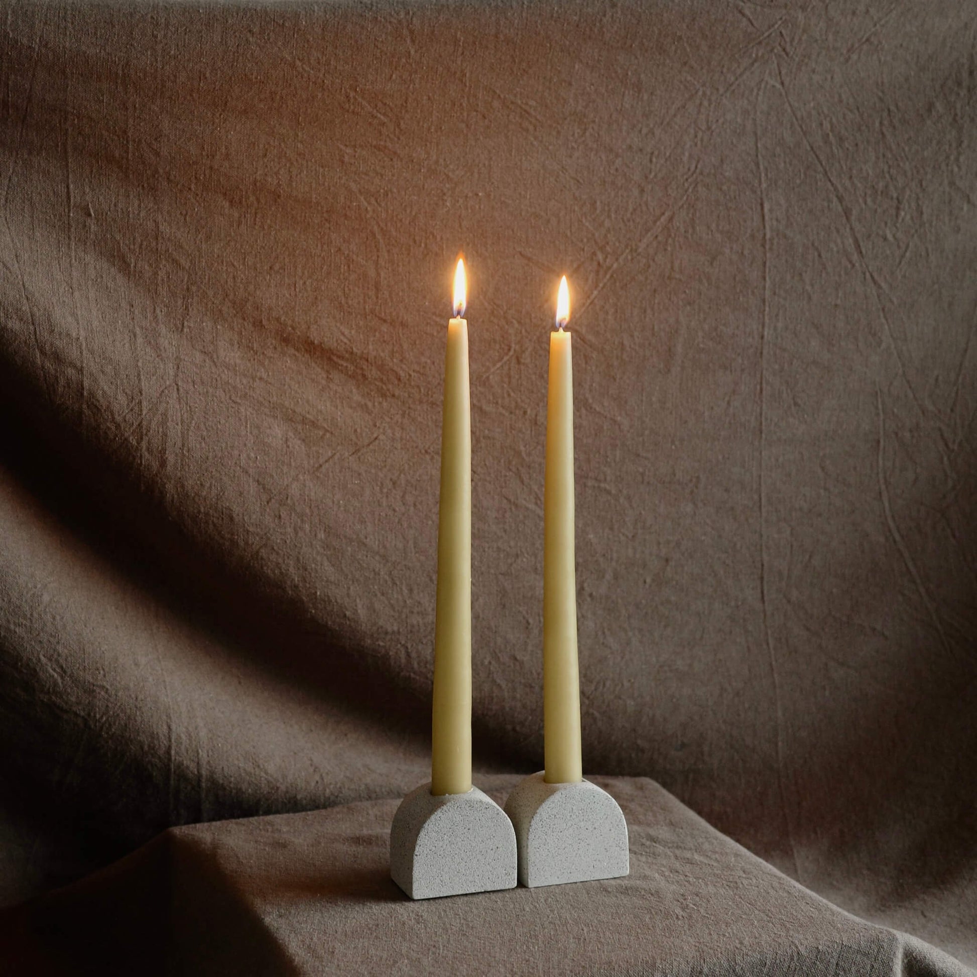 Beige Arch Shaped Candlestick Holders