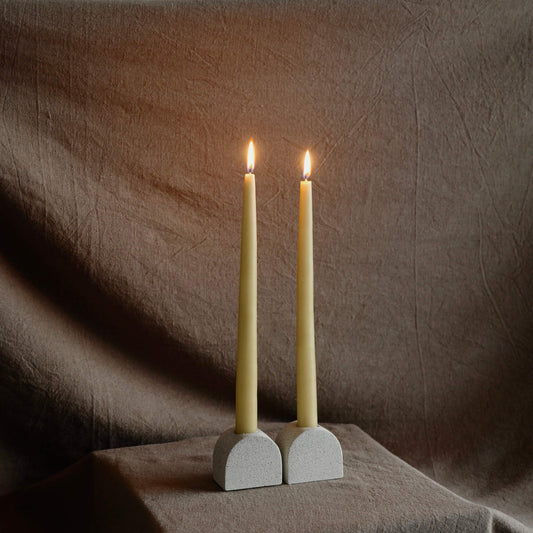 Beige Arch Shaped Candlestick Holders