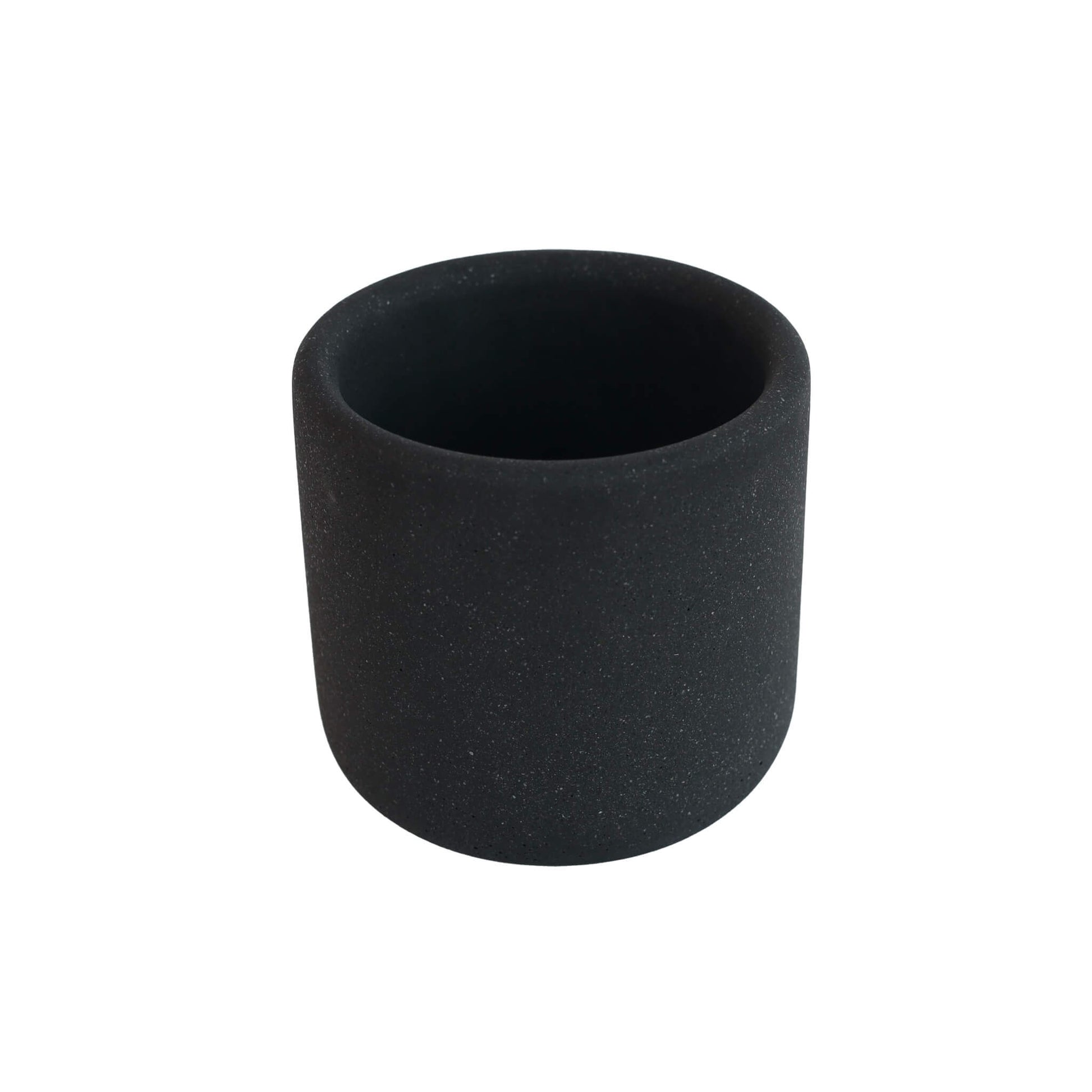black cylinder jesmonite concrete plant pot