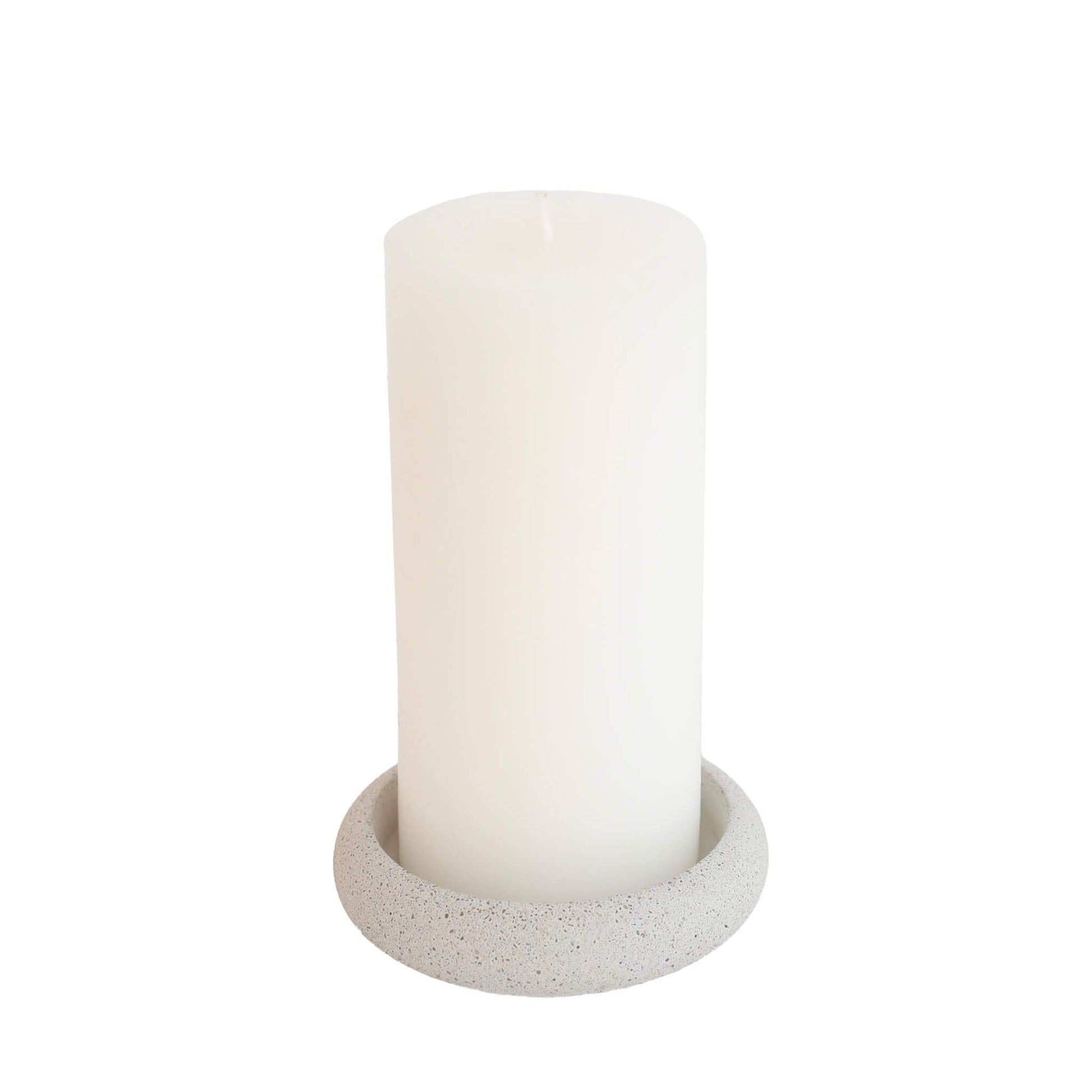 Beige Jesmonite Circle Pillar Candle Holder