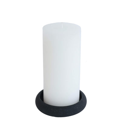 Black Jesmonite Circle Pillar Candle Holder