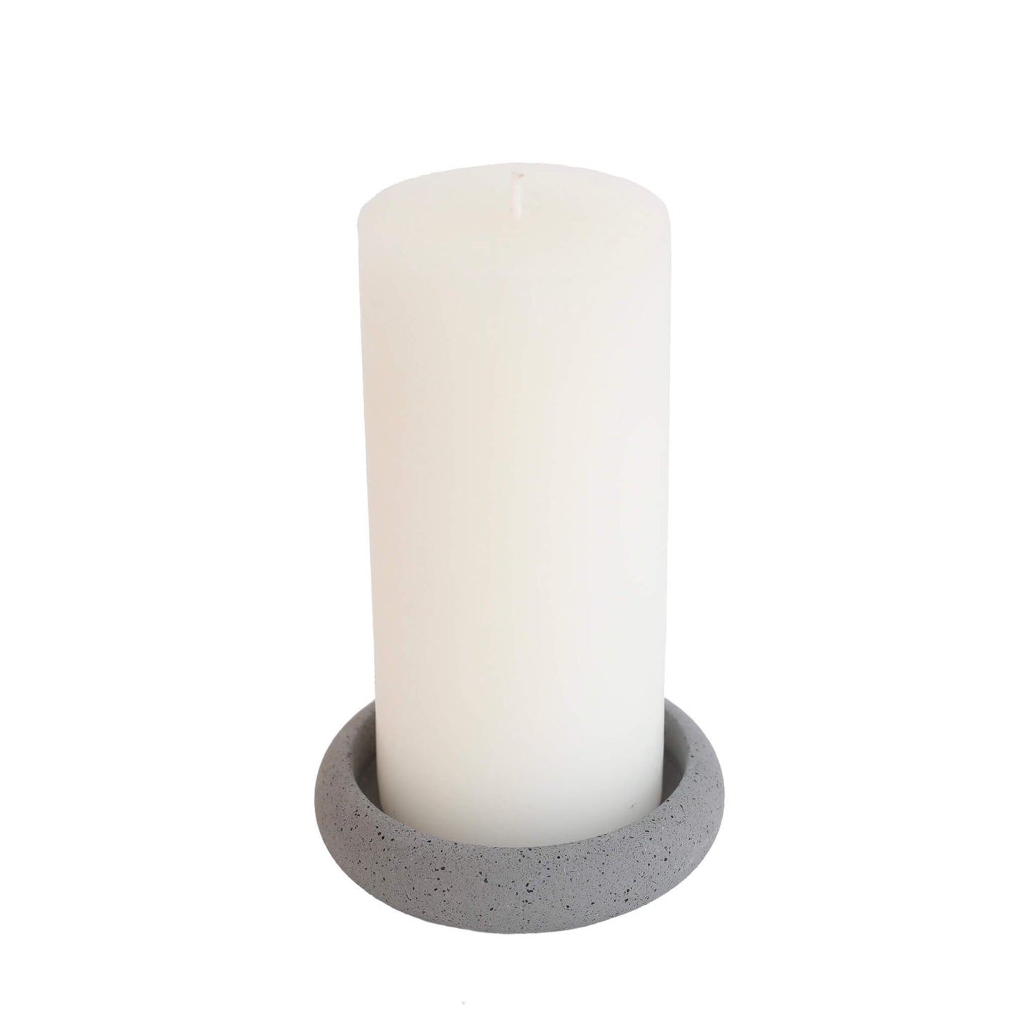 Grey Jesmonite Circle Pillar Candle Holder