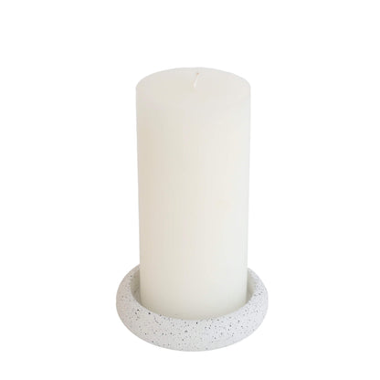 White Jesmonite Circle Pillar Candle Holder