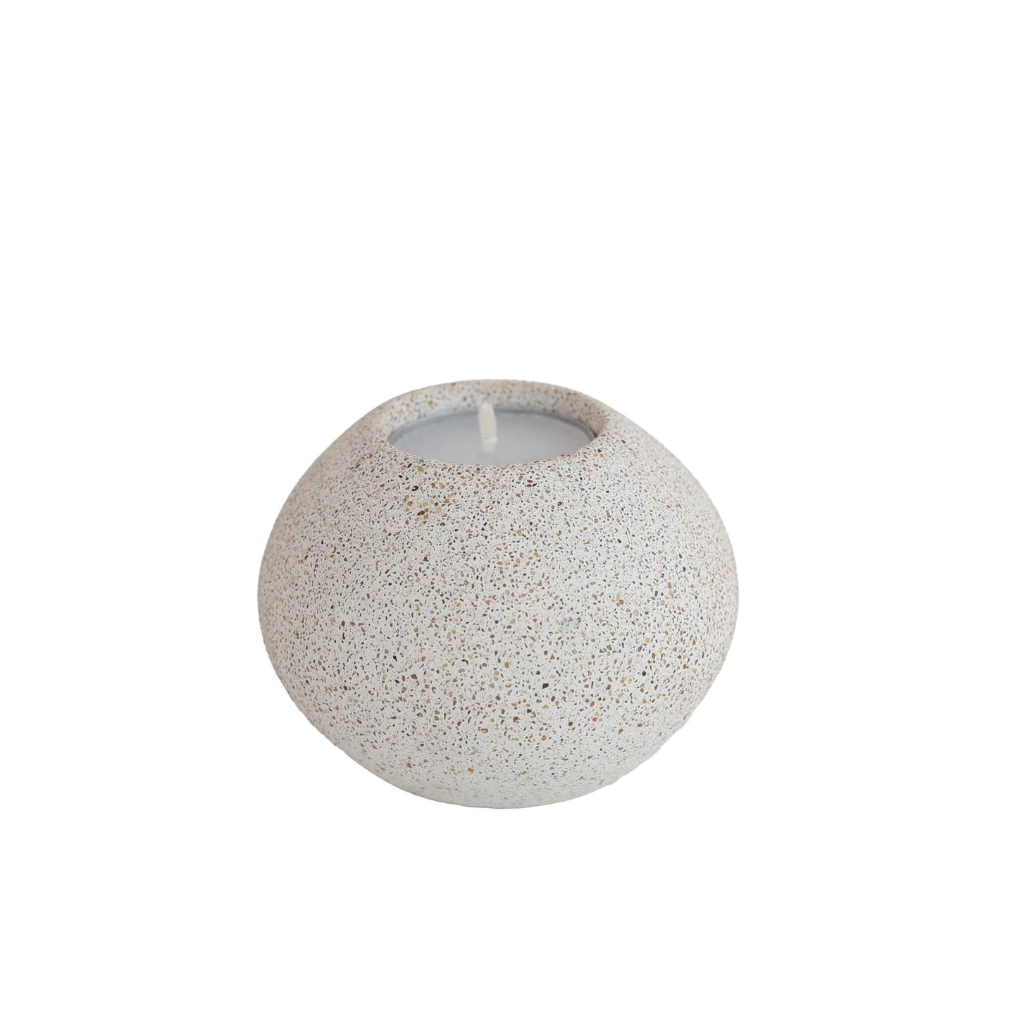 Beige Jesmonite Sphere Shaped Solid Globe Tealight Holder