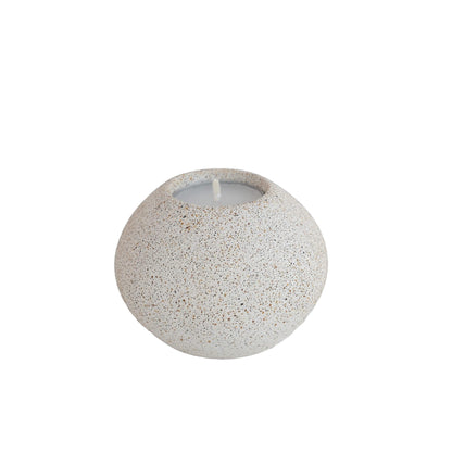 Beige Jesmonite Sphere Shaped Solid Globe Tealight Holder