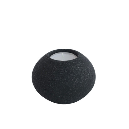 Black Jesmonite Sphere Shaped Solid Globe Tealight Holder