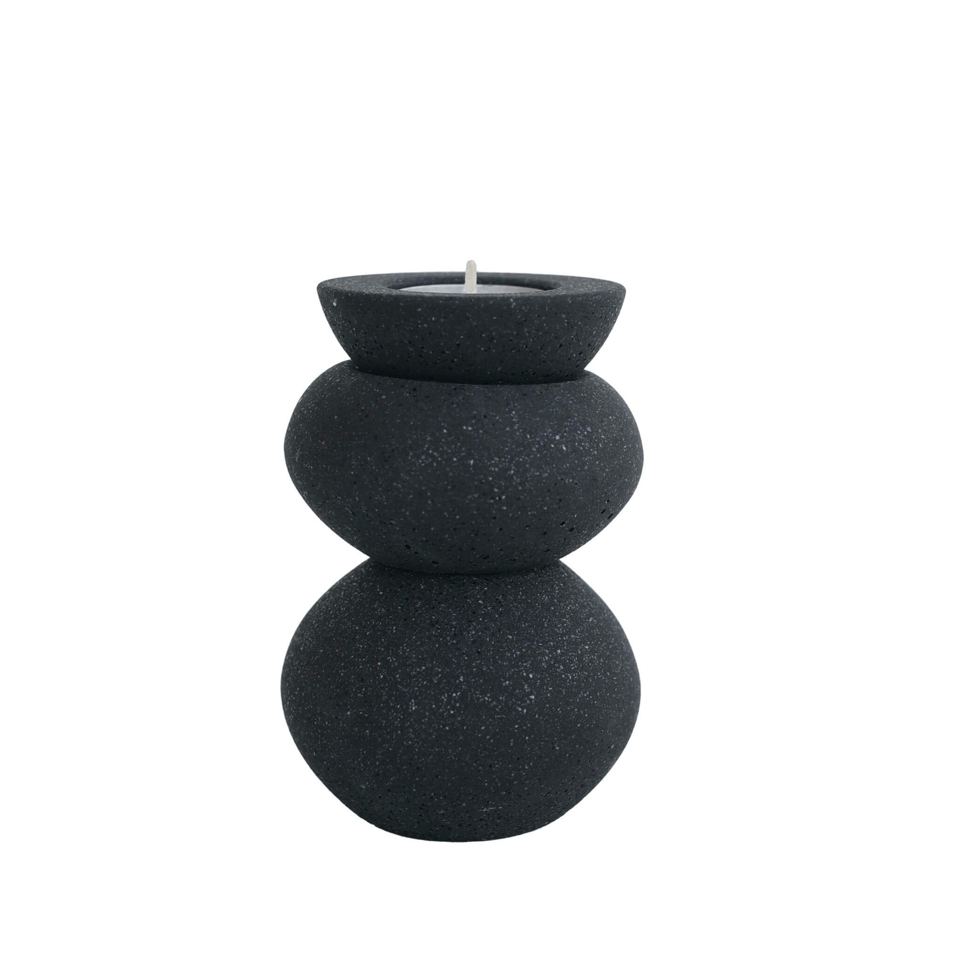 Black Sphere Stacking Jesmonite Tealight Holders