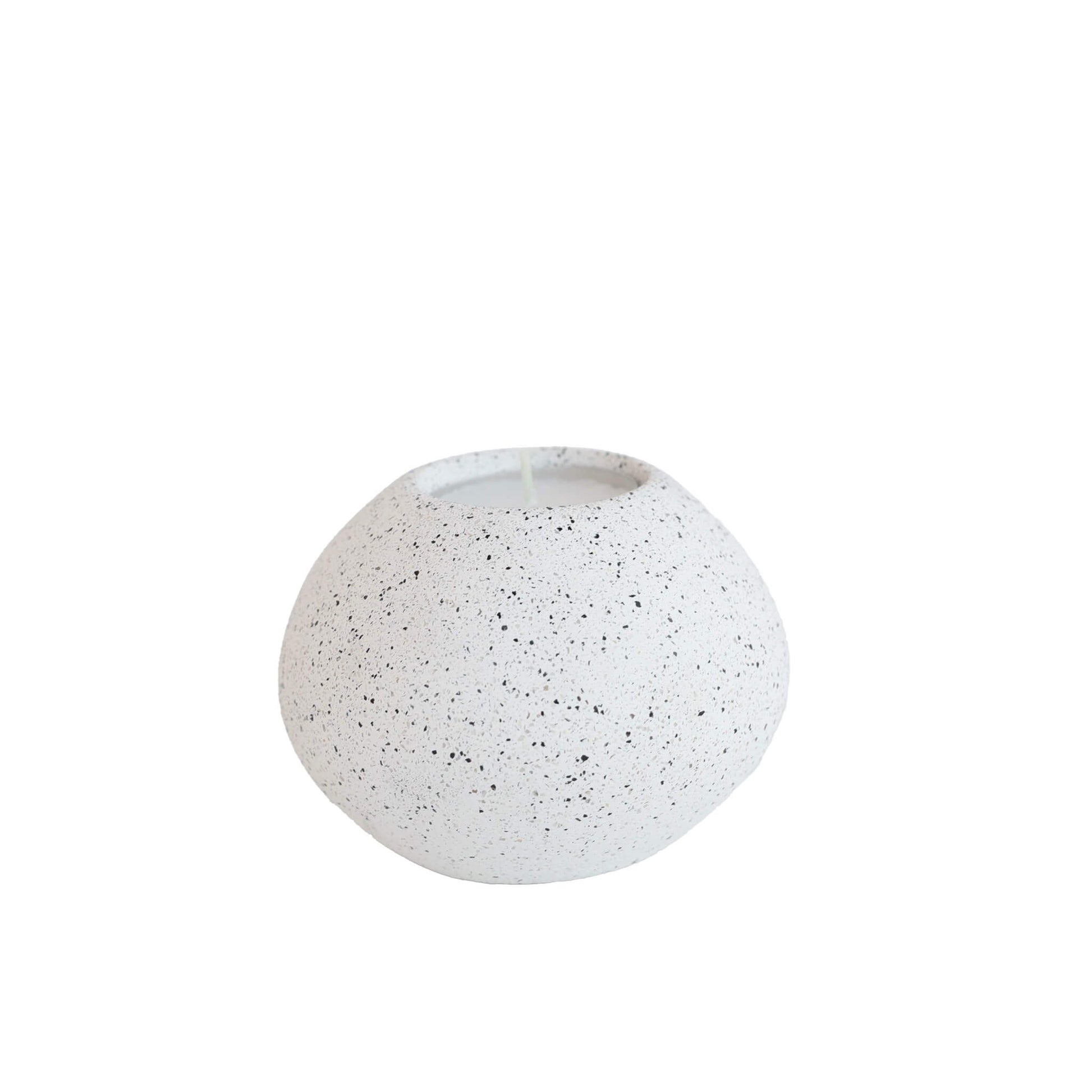 White Jesmonite Sphere Shaped Solid Globe Tealight Holder