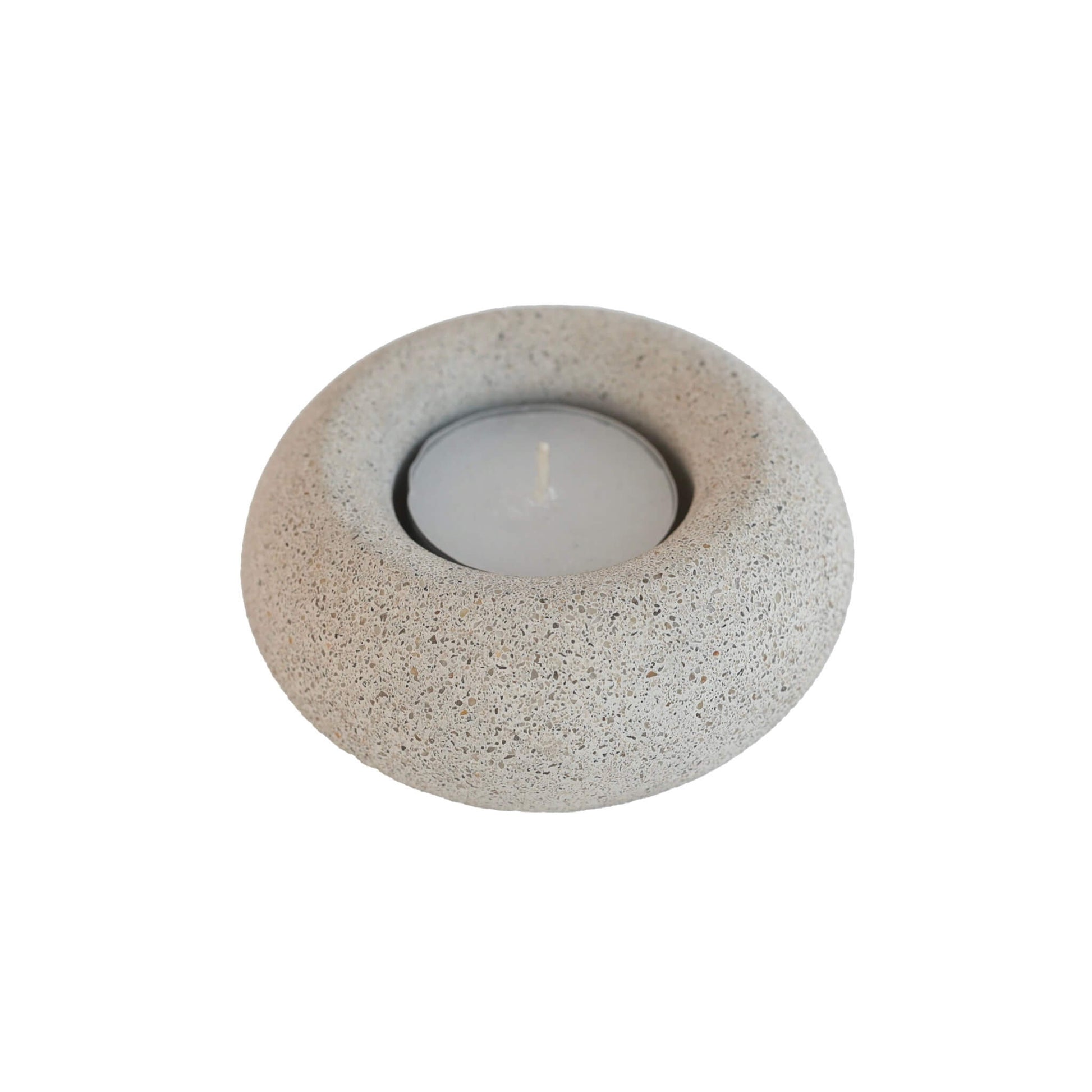 Pebble Stone Beige Jesmonite Sunken Sphere Tealight Holder