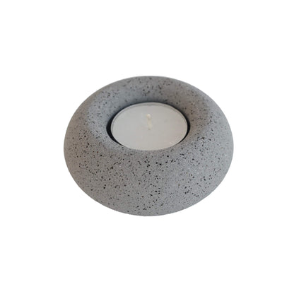 Grey Jesmonite Sunken Sphere Tealight Holder