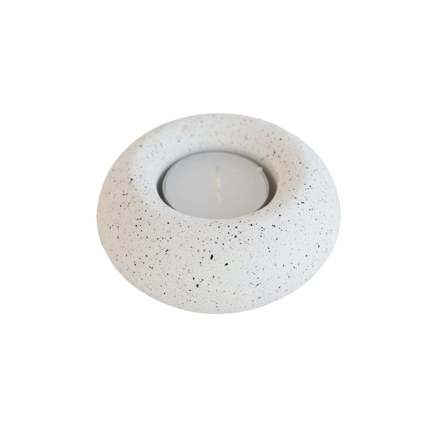 White Jesmonite Sunken Sphere Tealight Holder