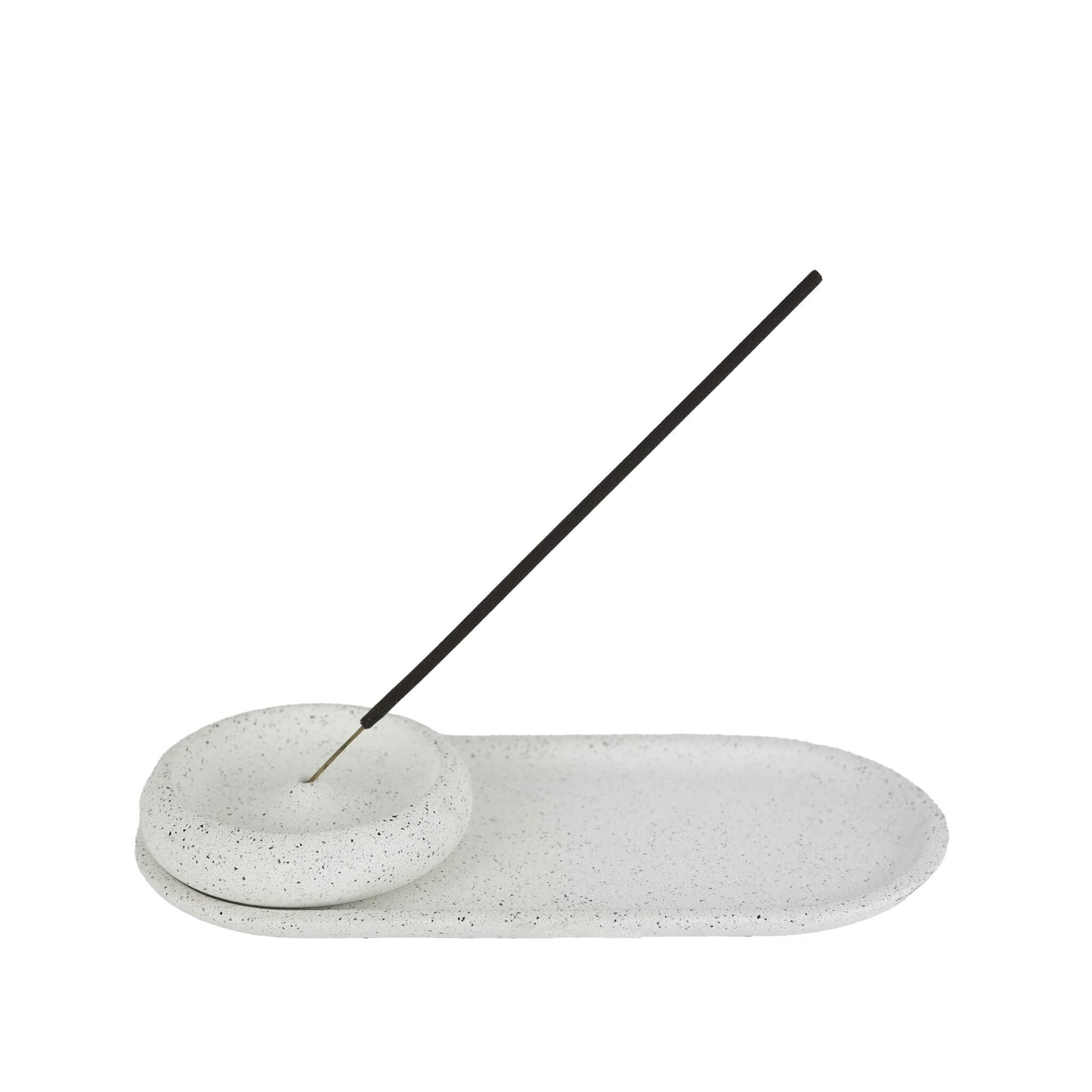 White concrete tray with matching incense holder