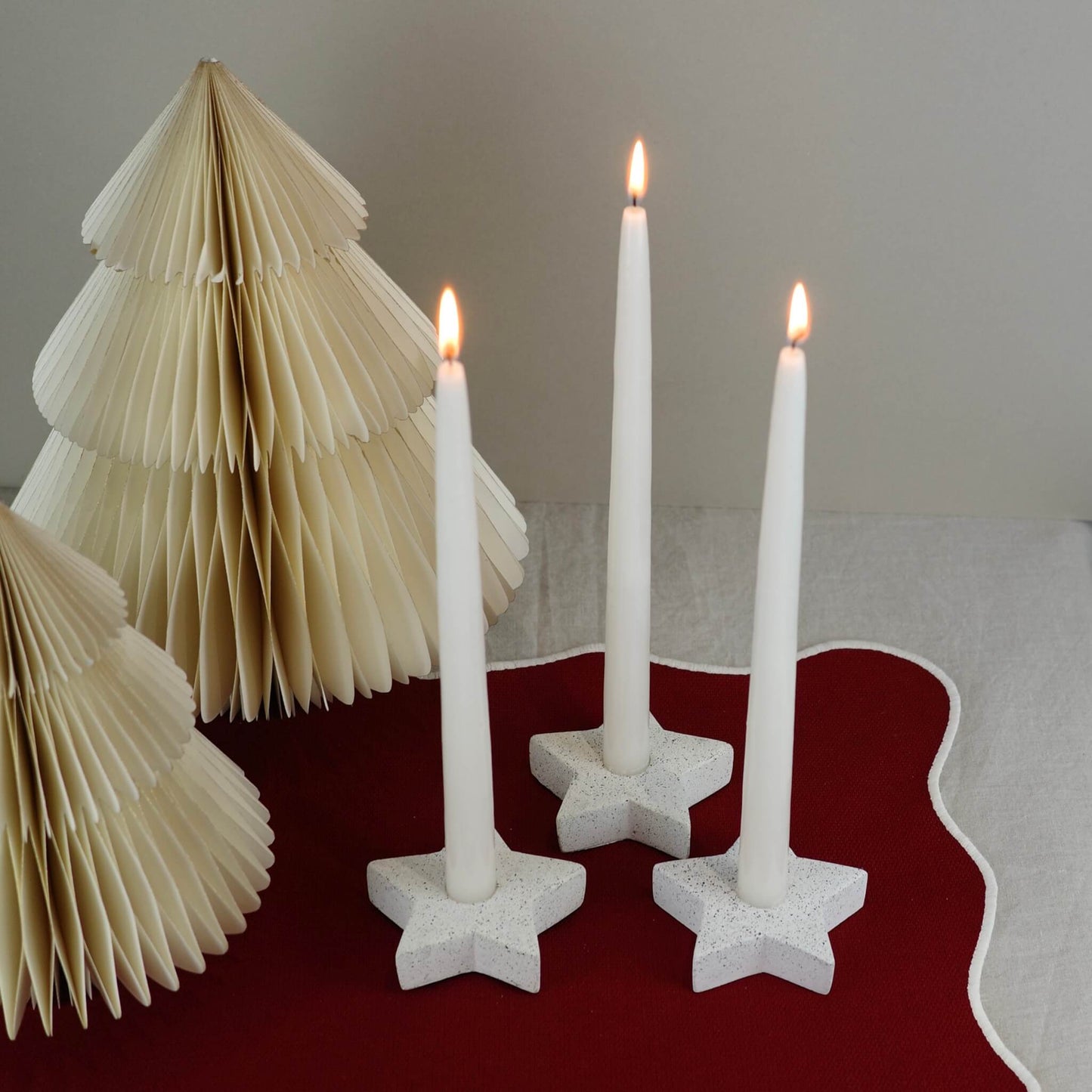 White Concrete Star Shaped Candleholder