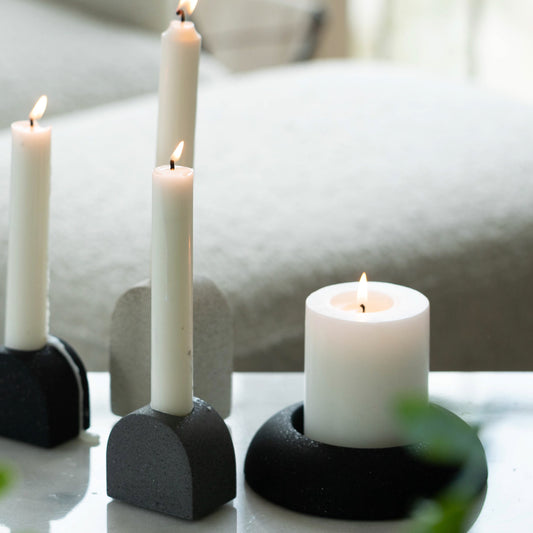 dome shaped eco concrete pillar candle holder