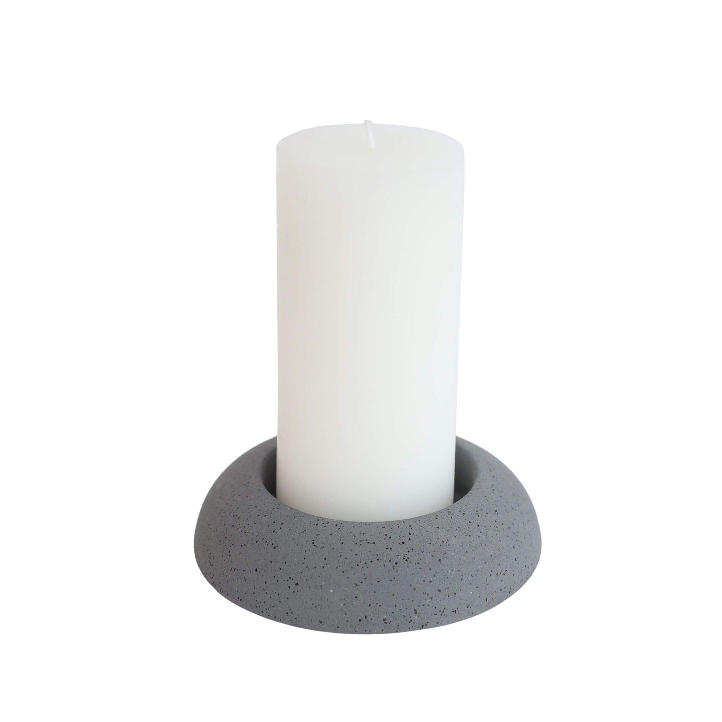grey dome shaped eco concrete pillar candle holder